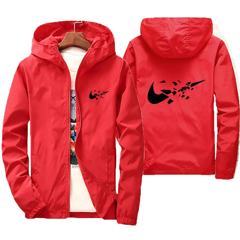 2026 Fashion Street Windproof Shrink and Waterproof Zipper Jacket with Thin Hoodie, Men's Jacket, Spring and Autumn