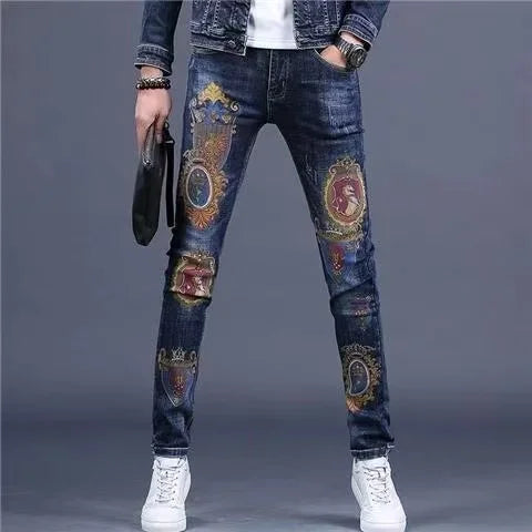 2025 Spring and Autumn New Men's Denim Suit Men's Fashion Brand Slim Fashion Pants Casual Jacket Men's Jacket