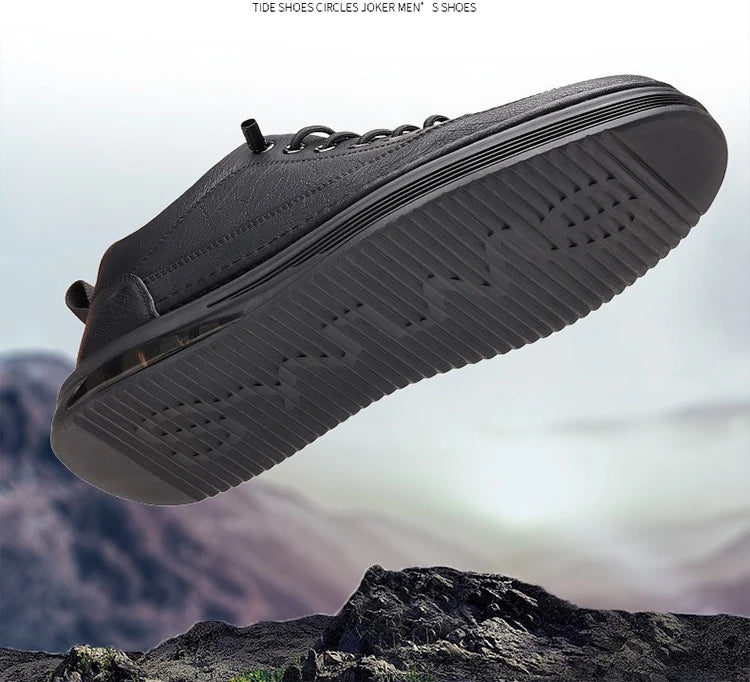 Men's Shoes 2026 New Solid Color Sneakers Spring Autumn Shoes for Men Fashion Leather Casual Shoes Male Black Designer Sneakers