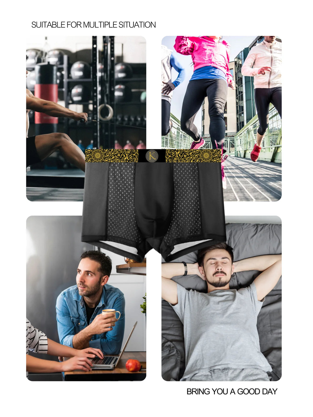 4pcs Men Underwear Boxers Pack Boxer Hombre Mens Traning Sexy Underpants Teenagers Boys Boxershorts Men Sports Comfy Men Boxers