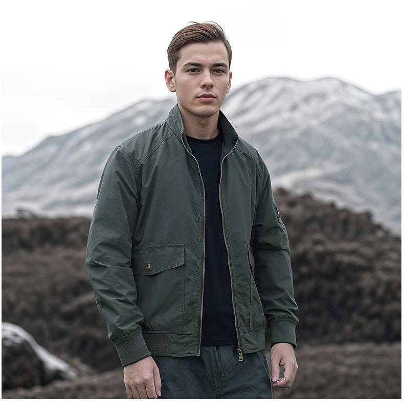 High Quality Handsome Male Jacket Spring Autumn Men's Business Casual Jacket Men Zipper Solid Color Fashion Stand Collar Coats