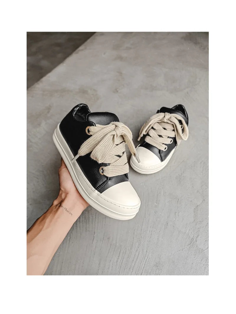 2025Men's Sneakers High Quality Leather Casual Shoes Fashion Couple Street Skate Shoes for Men Lace Up Walk Flats Zapatos Hombre