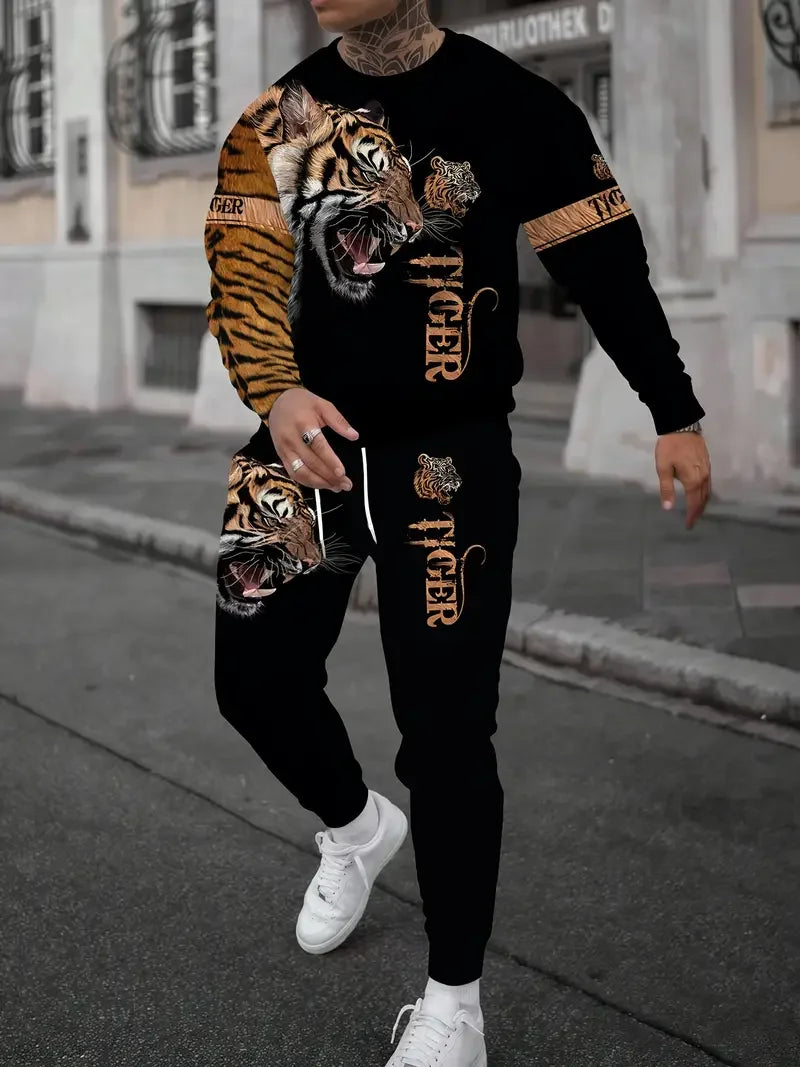 Wolf 3d Printed Tshirt +Pants Suit Male Autumn and Winter Casual tshirt Pullover Men Tracksuit Set Fashion Men's Clothing Suit