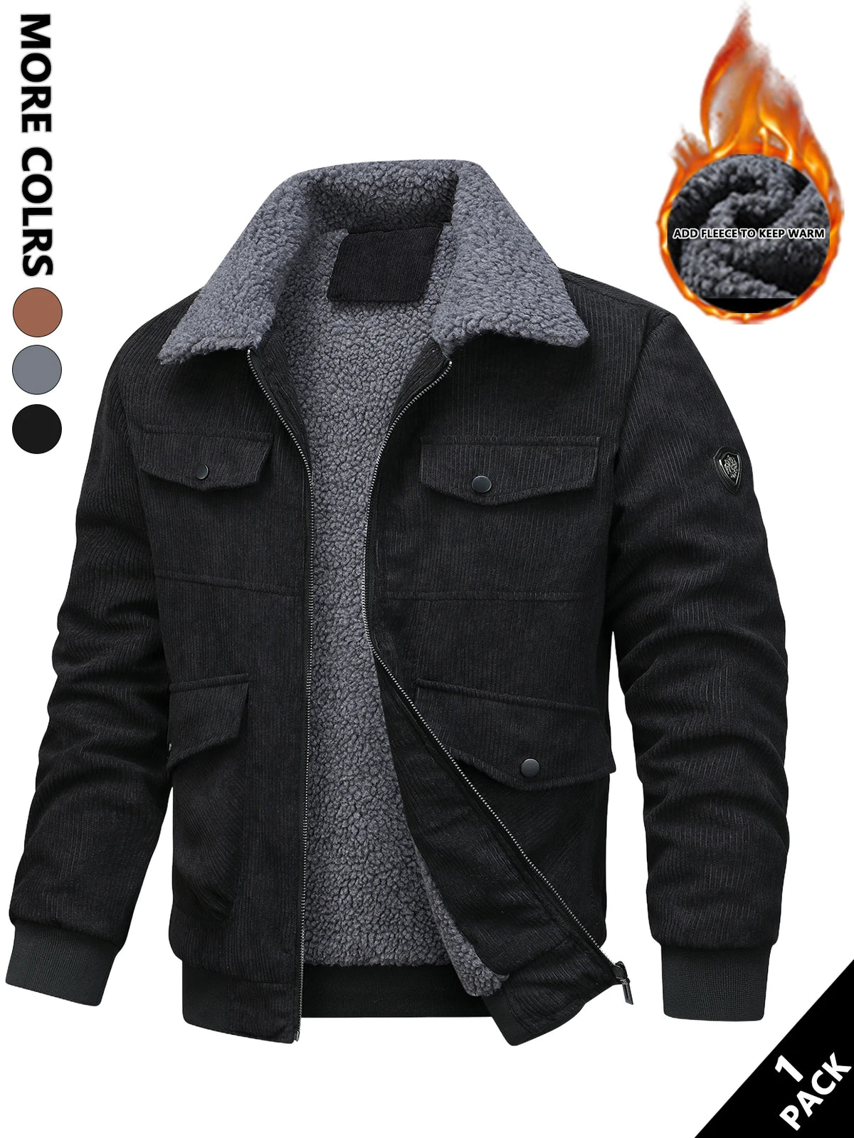 Men's Corduroy Jacket, Durable and Wear-Resistant, Versatile and Easy to Match, Suitable for Light Casual Wear in the Workplace, Light Outdoor Activities, Layering in Autumn and Winter, Warm-Up for Sports, Casual Outings, and