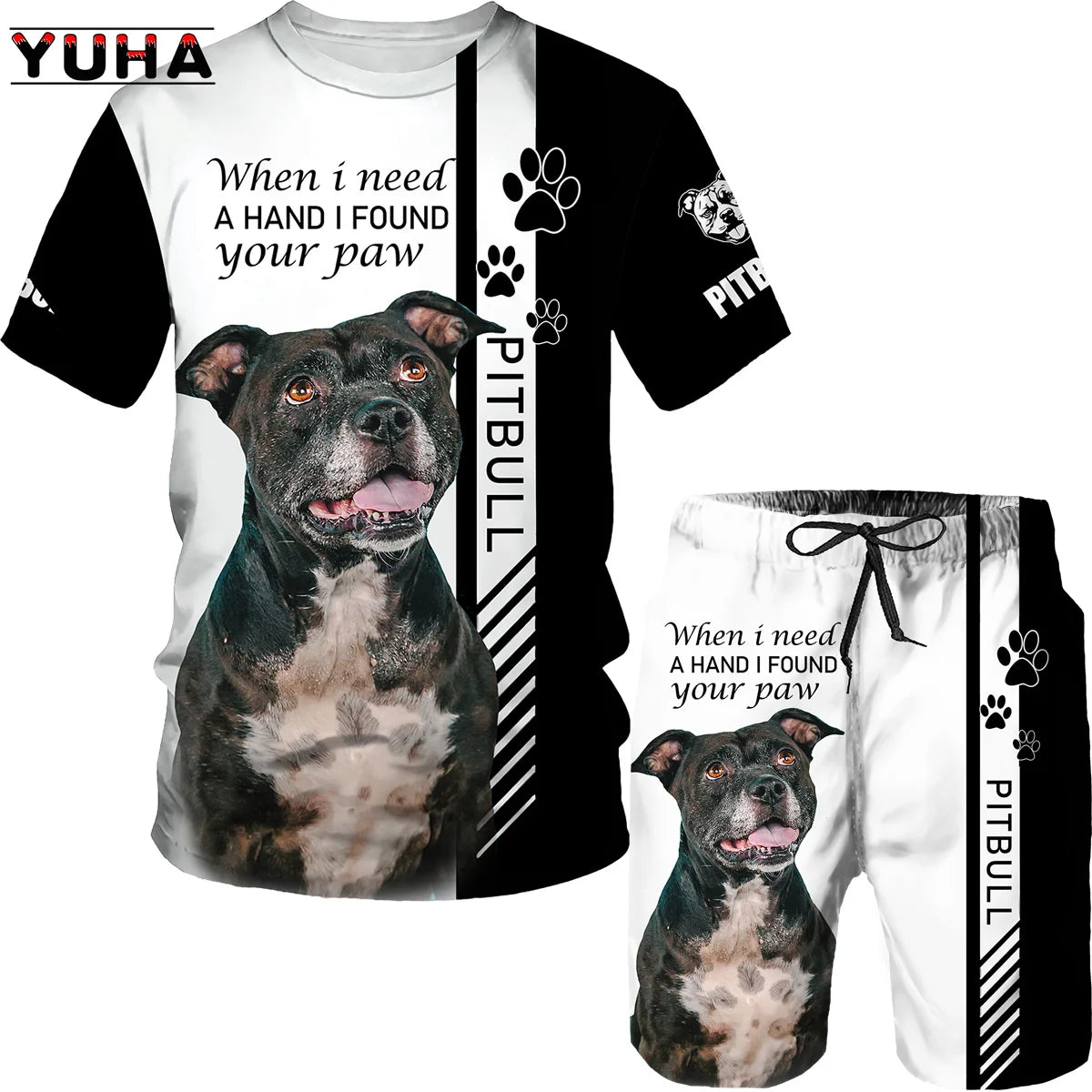 YUHA, Rottweiler Dog 3d Printed T Shirt/T-shirt Shorts Set Male Summer Sportwear Casual Men's Tracksuit Fashion Men's Clothing S