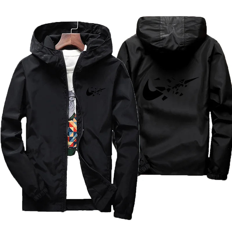 2026 Fashion Street Windproof Shrink and Waterproof Zipper Jacket with Thin Hoodie, Men's Jacket, Spring and Autumn