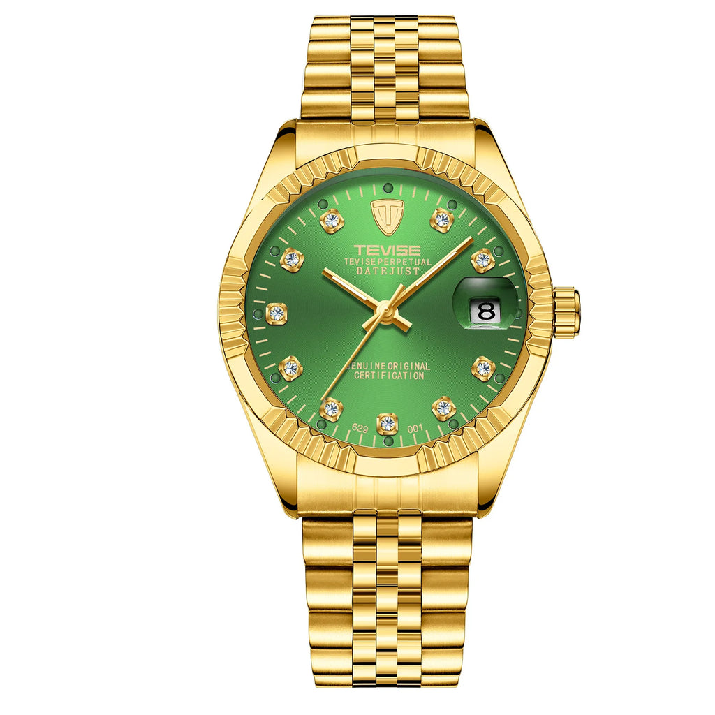 TEVISE  Watch for Men Automatic Mechanical Stainless Steel Waterproof Casual Business Wristwatch Chronograph Date Display Clock