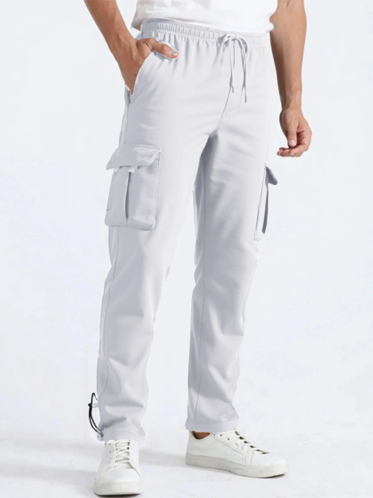 Men's Sweatpants Straight Fit Joggers for Sports and Streetwear Loose Oversized Drawstring Long Pants Men Multi-pocket Pants