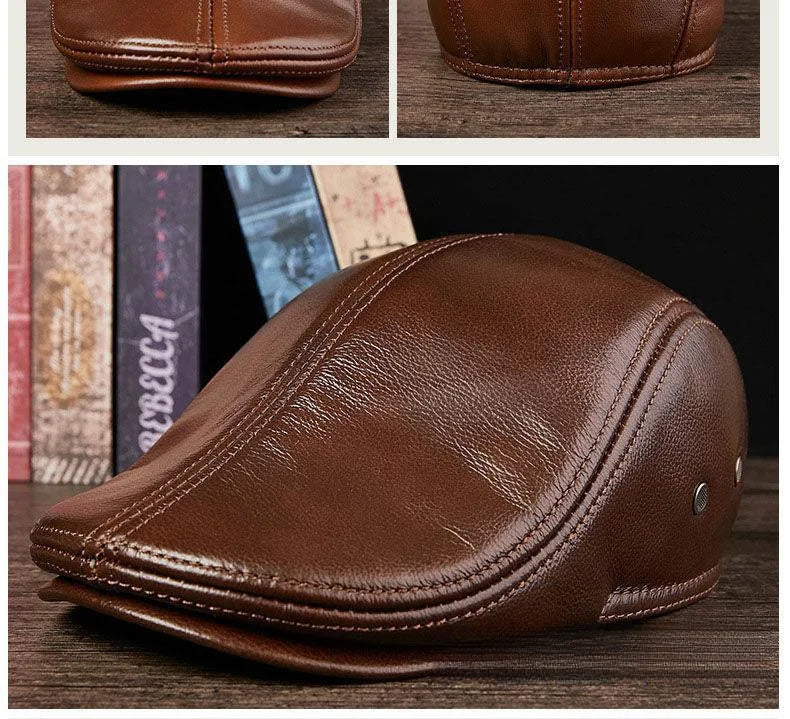 Hat Men's Spring and Autumn Peaked Cap Men's Hat Sheepskin Autumn and Winter Middle-aged Young Leisure Tide Beret Old Man Hat