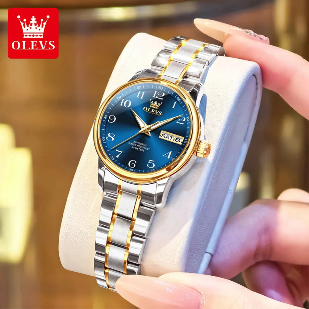 OLEVS 7072 Men Watches Original Business Automatic Mechanical Watches For Man Stainless Steel Waterproof Luminous Day Date Wrist
