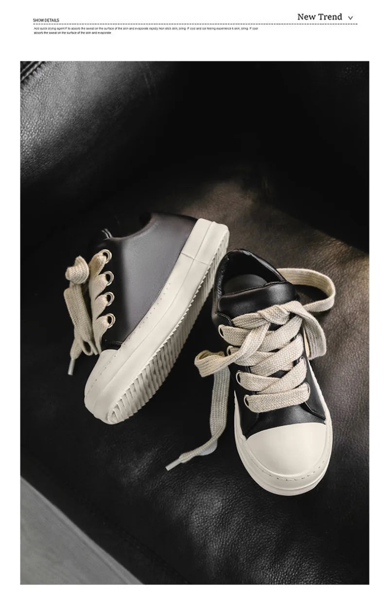 2025Men's Sneakers High Quality Leather Casual Shoes Fashion Couple Street Skate Shoes for Men Lace Up Walk Flats Zapatos Hombre