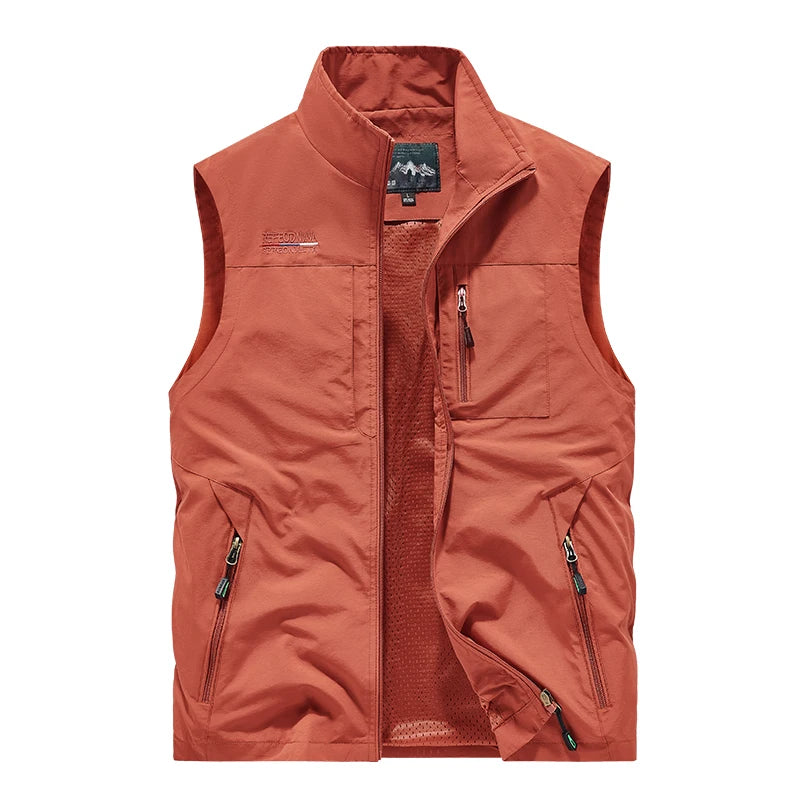 Men's Vests Mens Jacket Sleeveless Vest Spring Summer Autumn Casual Travels Hiking Work Vest Multi-pockets Vest Waistcoat 5XL