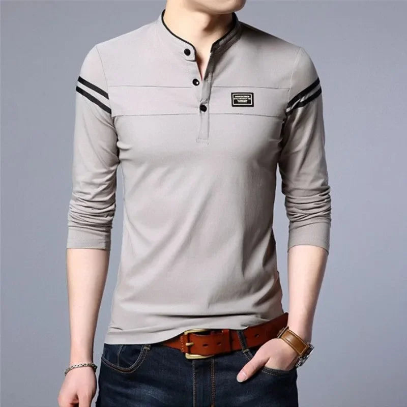 Pullovers Long Sleeve High Quality Polo T Shirt for Men Plain Unicolor Harajuku Fashion Streetwear Luxury 2025 Xl Man Sweatshirt