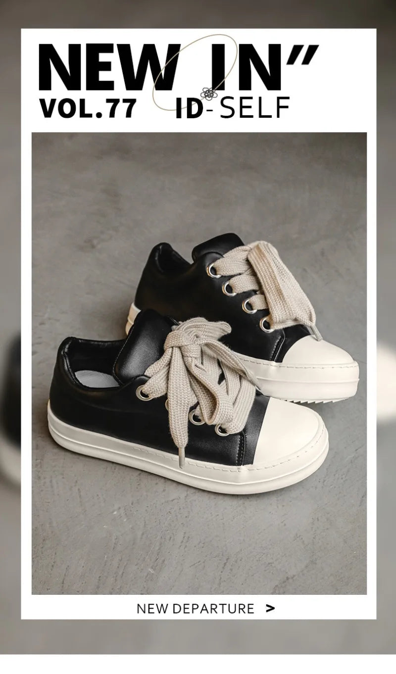 2025Men's Sneakers High Quality Leather Casual Shoes Fashion Couple Street Skate Shoes for Men Lace Up Walk Flats Zapatos Hombre