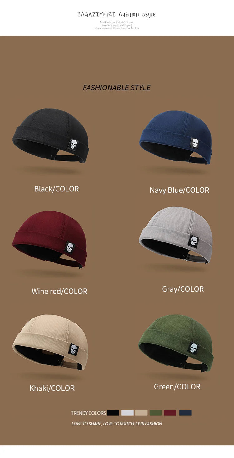 Men's and women's artistic street dance minimalist trendy hat new brimless melon skin hat Spring and Autumn landlord hat Hip
