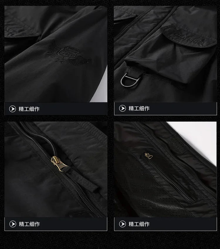Men Outdoors Hooded Multiple Pockets Hiking Jackets New Spring Autumn Male Traveling Windproof Waterproof Jackets Quality Coats