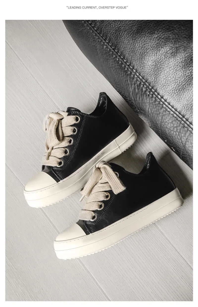 2025Men's Sneakers High Quality Leather Casual Shoes Fashion Couple Street Skate Shoes for Men Lace Up Walk Flats Zapatos Hombre