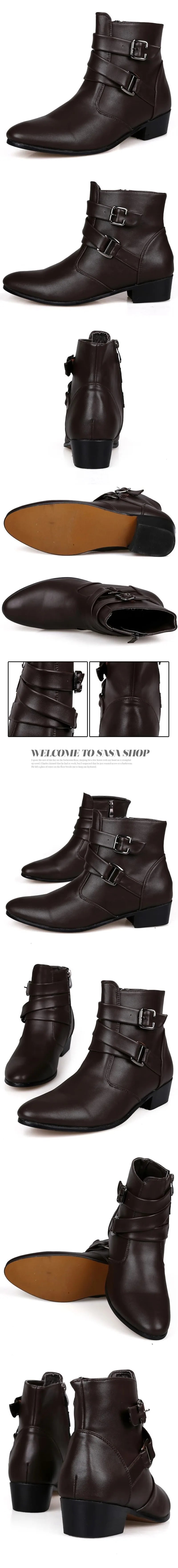 Men's Leather Boots Fashion Designer Pointed Toe Chelsea Boots Business Casual Boots for Men Motorcycle Ankle Boot Botas Hombre