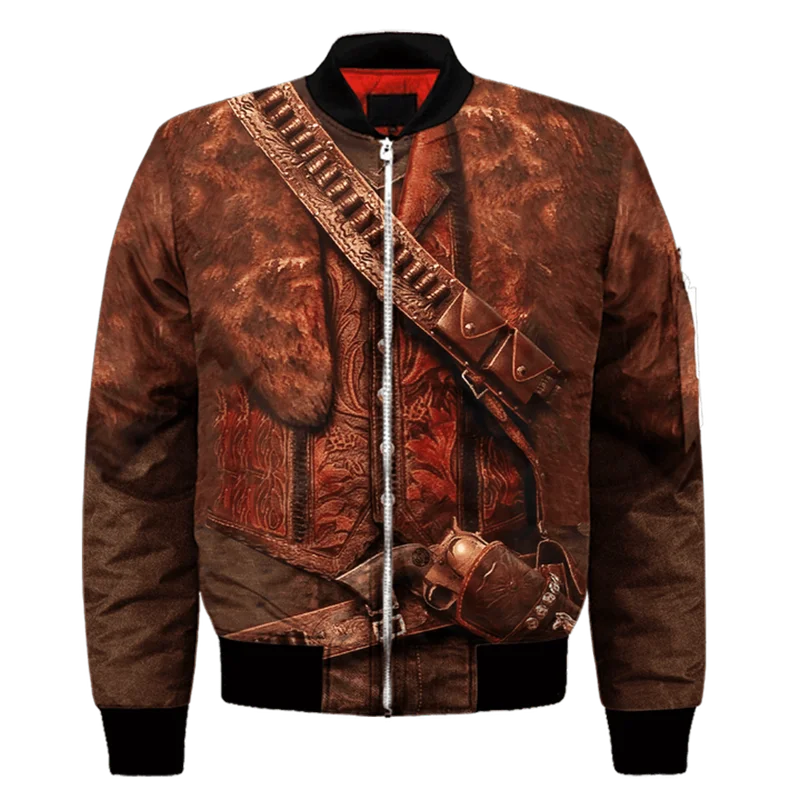 American West Cowboy Men Bomber Jacket Custom Name 3d Printed Jacket Men Clothes Autumn Winter Harajuku Zipper Coat Overszied
