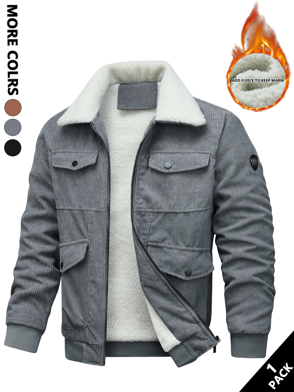 Men's Corduroy Jacket, Durable and Wear-Resistant, Versatile and Easy to Match, Suitable for Light Casual Wear in the Workplace, Light Outdoor Activities, Layering in Autumn and Winter, Warm-Up for Sports, Casual Outings, and