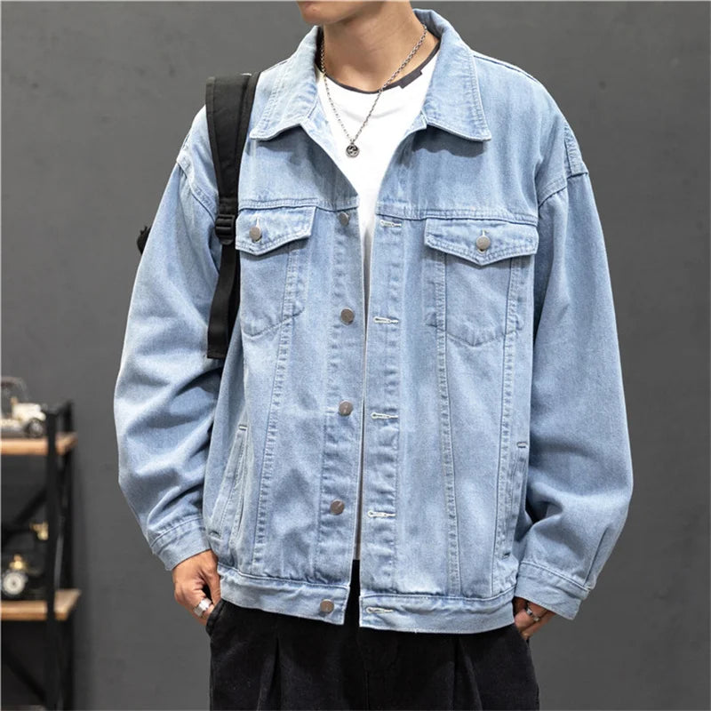 Denim Jacket Men Fashion Hole Retro Motorcyle Basic Coat Men Streetwear Bomber Denim Jacket Cowboy Men's Jacket Casual Coats