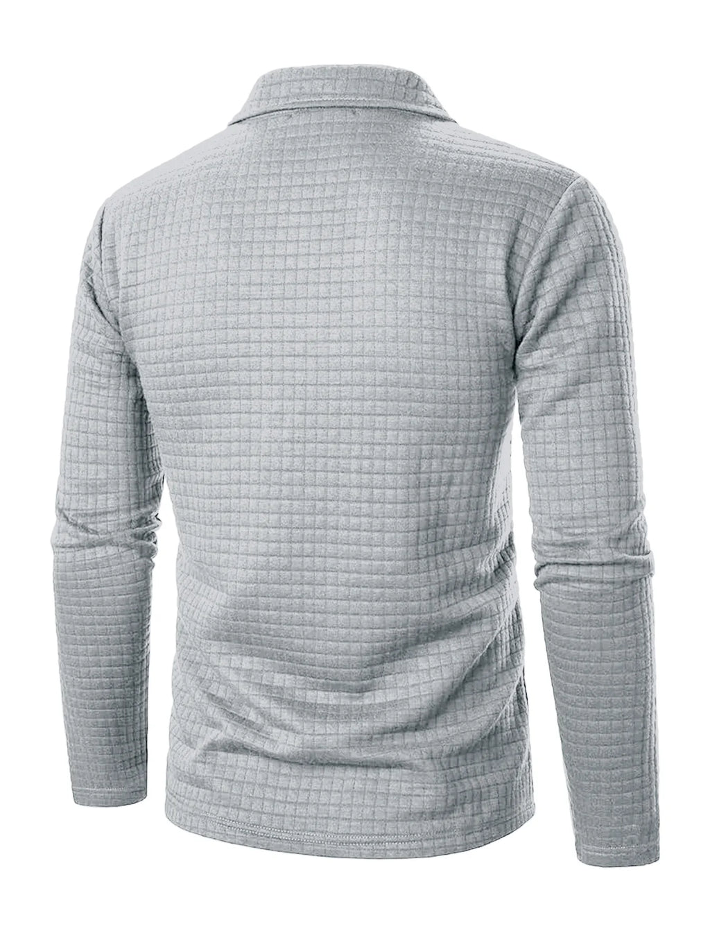 Men's Polo Shirts Square Plaid Texture Fabric Solid Color Mens Long Sleeve Tops Button Checkered Patchwork Henley Collar