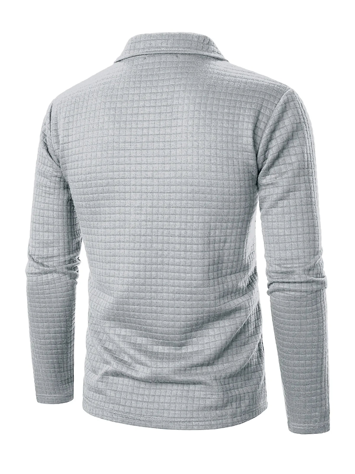 Men's Polo Shirts Square Plaid Texture Fabric Solid Color Mens Long Sleeve Tops Button Checkered Patchwork Henley Collar
