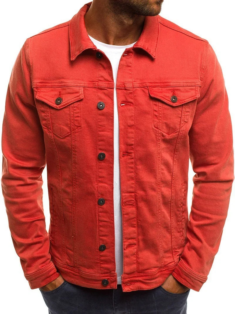 Retro Multiple pockets Men's denim Jacket 2025 Spring and Autumn Men's fashionable versatile slim fit Jacket coat