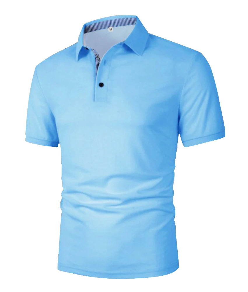 Men's Casual Summer Short-Sleeved Polo Shirt Fashionable Business T-Shirt Classic Solid Color Sports Golf Polo Shirt