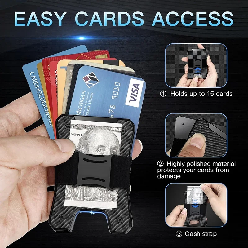 Metal Wallet for Men, Ergonomics Design Money Clip Wallet with Compass, Minimalist Slim Wallet with RFID Blocking