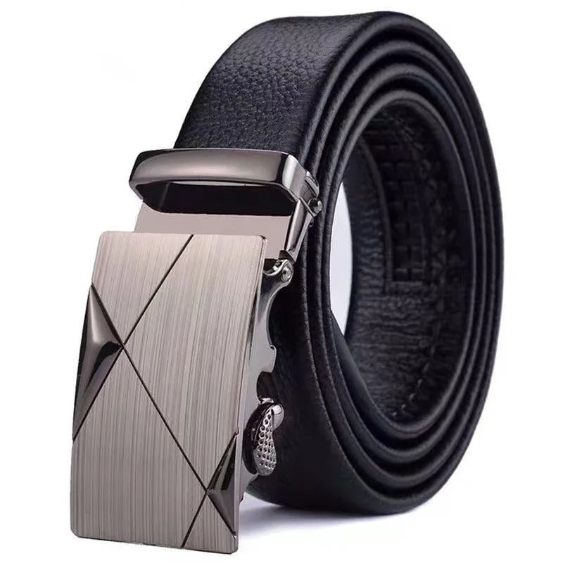 Men's Belt Can Be Cut Automatic Buckle Leather Belt Fashion Classic Versatile Trend Pants Belt