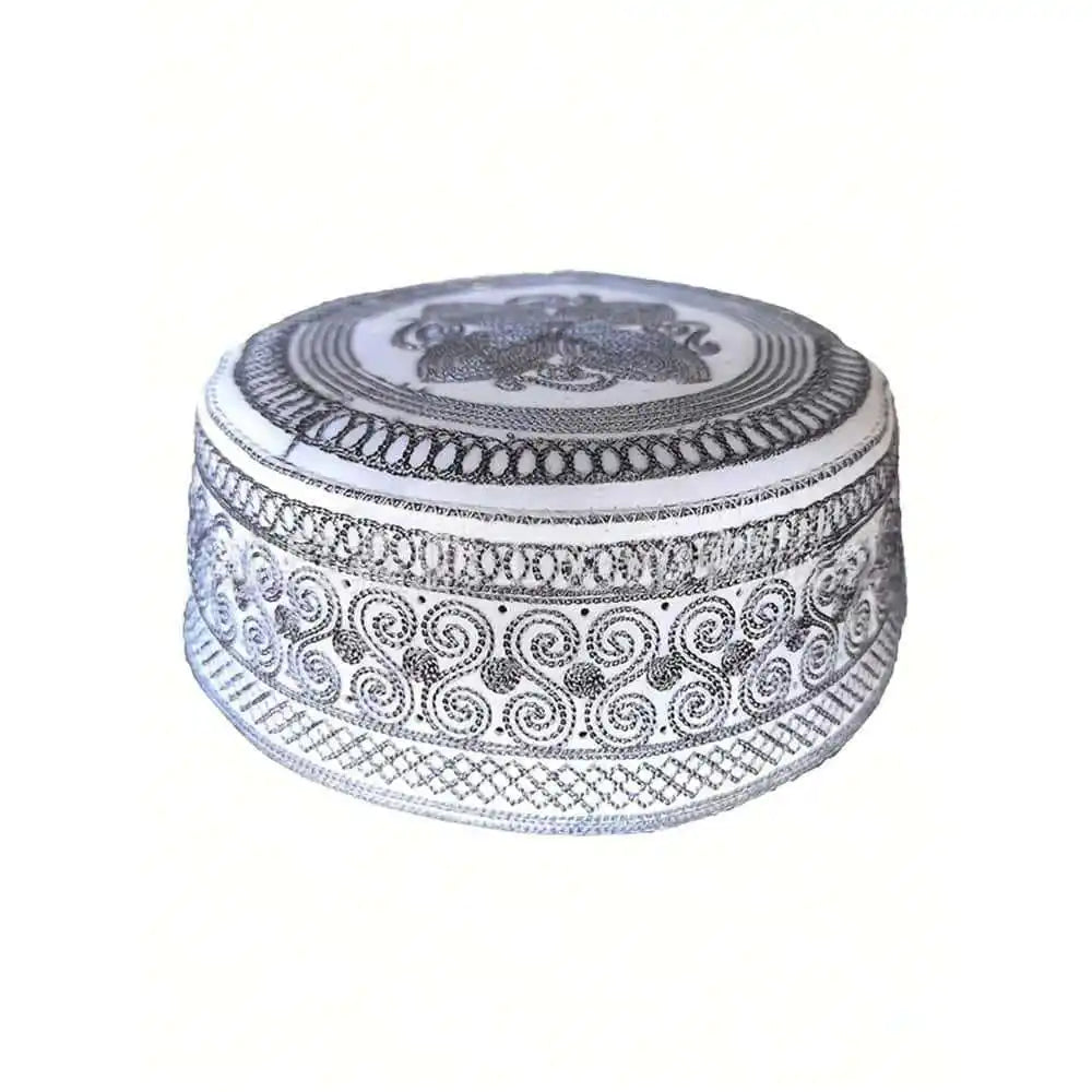 Muslim Men's Embroidered Round Crown Hat, Breathable Casual Daily Kufi, Islamic Versatile Fashion Headwear