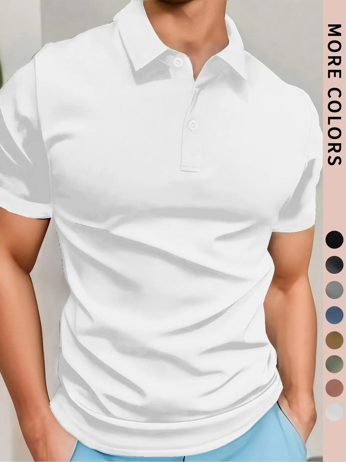 Men's simple solid color short-sleeve polo shirt, made of high-quality fabric, breathable and comfortable with a cool touch, suitable for summer outdoor casual wear, a great gift for men