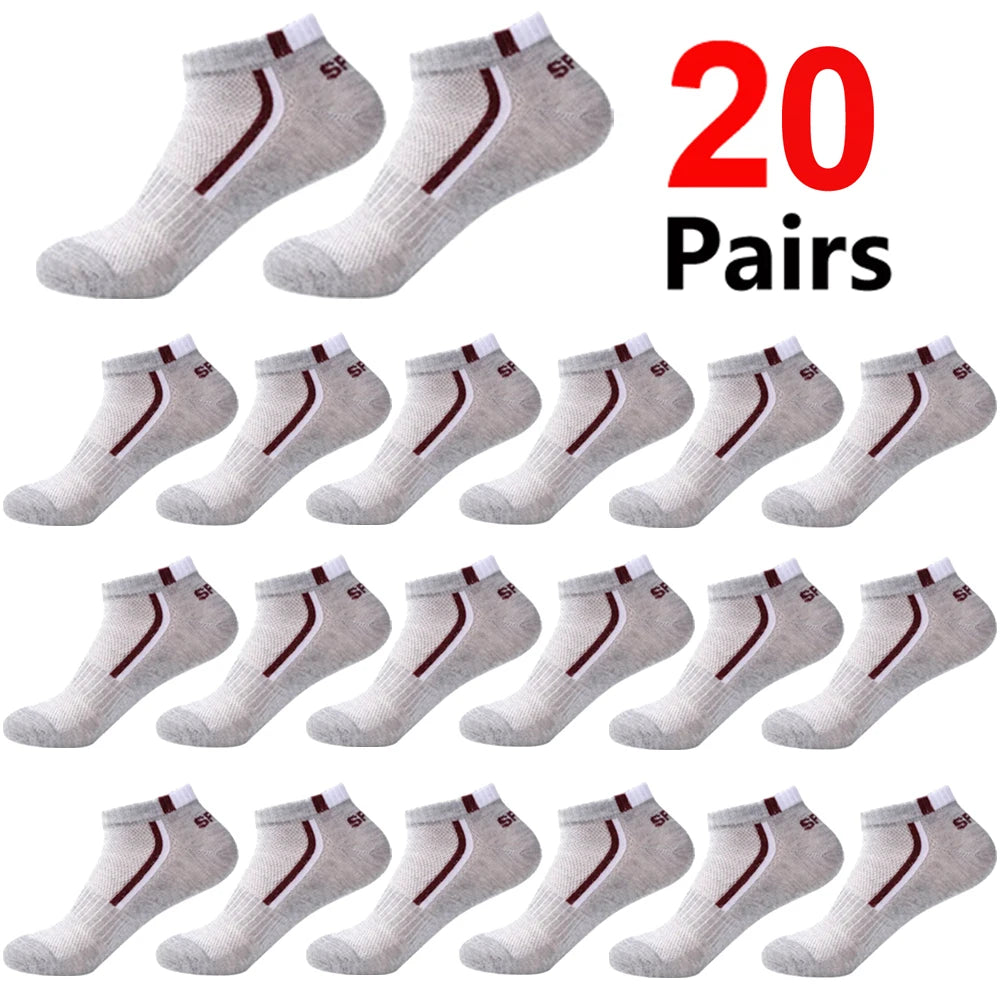 30Pairs Men Socks Mesh Breathable Short Casual Socks Color-block Sports Sock Sports Socks Absorb Sweat Ankle