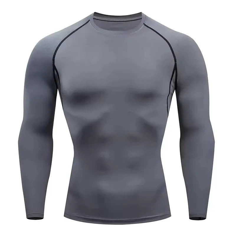 Men Gym Sport T-shirt Compression Elastic Quick Dry Tight Sweat-Wicking Breathable Jogging Running Fitness Athletic Workout Tee