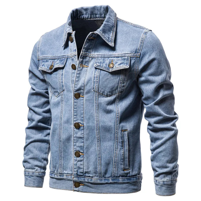 2026 New Autumn Men's Casual Workwear Jeans Jacket Loose Casual Versatile Youthful Male Solid Color Tops Dnim Mens Outwear