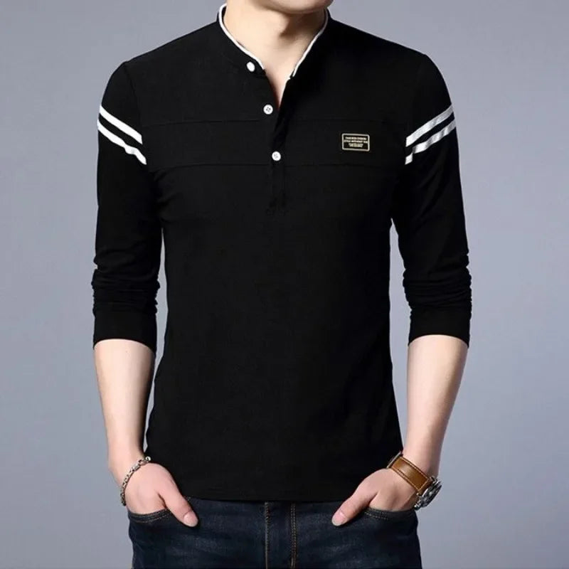 Pullovers Long Sleeve High Quality Polo T Shirt for Men Plain Unicolor Harajuku Fashion Streetwear Luxury 2025 Xl Man Sweatshirt