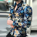 Men's Fashion Long Sleeve Shirt New Autumn Flame Collar Shirt Men's Outdoor Casual Street Travel Shirt