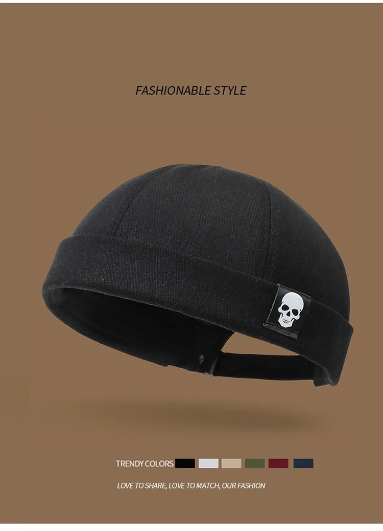 Men's and women's artistic street dance minimalist trendy hat new brimless melon skin hat Spring and Autumn landlord hat Hip