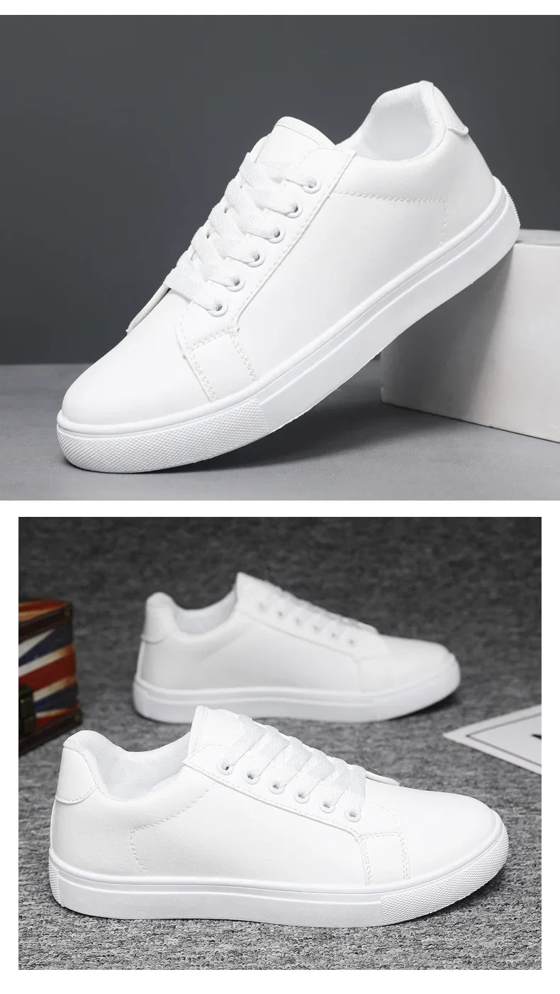 Sneakers Men Shoes 2026Leather Mens Casual Shoes Flat Male Footwear Fashion Black White Shoes Tenis Masculino Skateboard