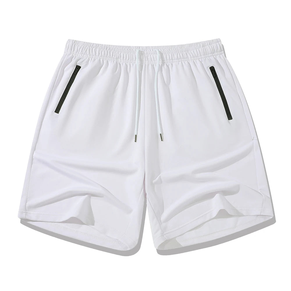 Men’s Workout Fitness Shorts Thin Style Breathable Jogger Gym Bodybuilding Quick Dry Running Shorts Zipper Phone Pockets