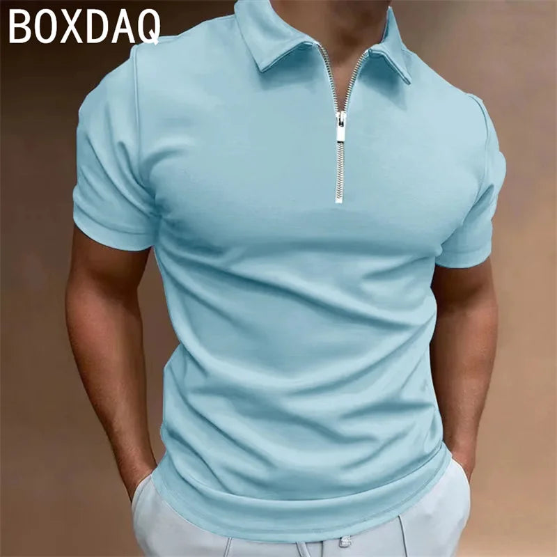 Men's Solid Zip Polo