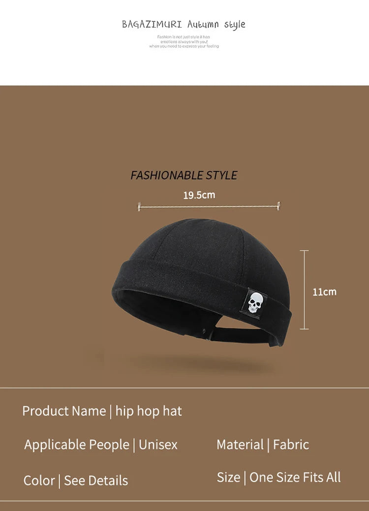 Men's and women's artistic street dance minimalist trendy hat new brimless melon skin hat Spring and Autumn landlord hat Hip