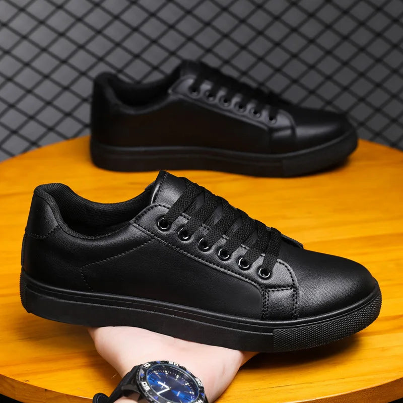 Sneakers Men Shoes 2026Leather Mens Casual Shoes Flat Male Footwear Fashion Black White Shoes Tenis Masculino Skateboard