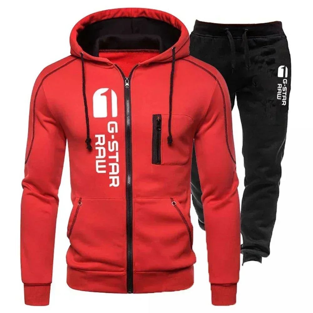 Autumn and Winter 2025 New Men's zippered jacket sportswear set, outdoor jogging men's casual sweatshirt + Pants 2-piece set