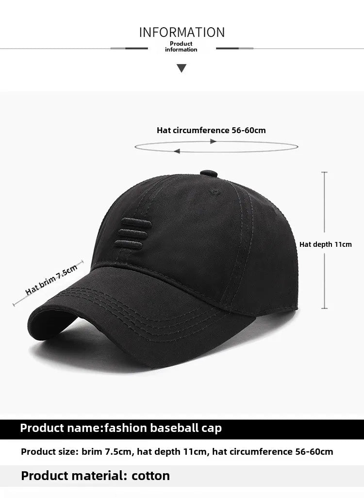 Hat Men's Baseball Cap European and American Fashion Spring and Autumn Sun Hat Simple Black Summer Casual Cap Men's Sports  Hat