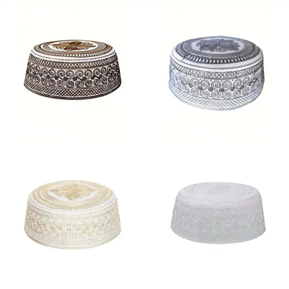 Muslim Men's Embroidered Round Crown Hat, Breathable Casual Daily Kufi, Islamic Versatile Fashion Headwear