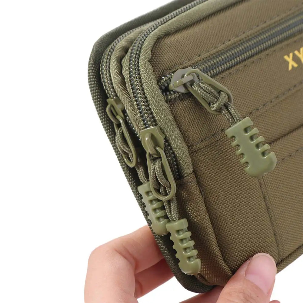 Bum Bag Men Waist Pack Phone Holder Multi-Compartment Mobile Phone Bags Canvas Zipper Close Men Wallet Pouch Hiking Cycling