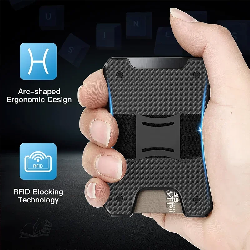Metal Wallet for Men, Ergonomics Design Money Clip Wallet with Compass, Minimalist Slim Wallet with RFID Blocking