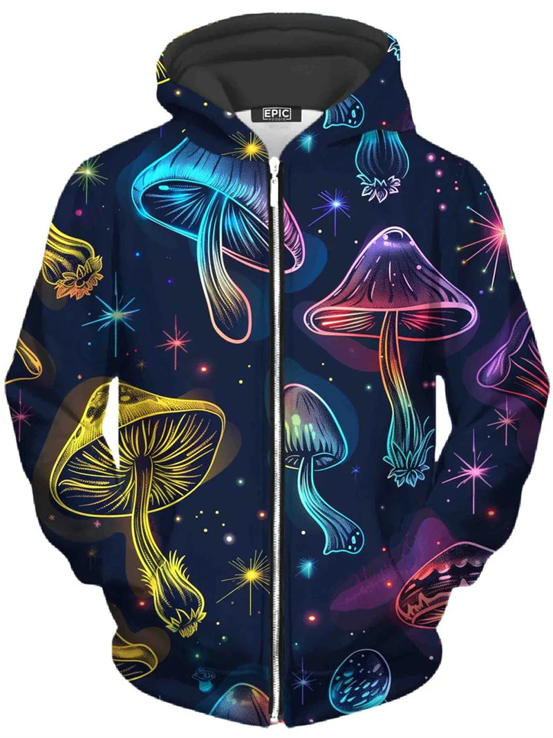 Autumn Men Zip Up Hoodies Men 3d Print Psychedelic Pattern Tops Sweatshirts For Men Women Harajuku Long Sleeve Zipper Coat New